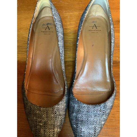 Aquatalia Pasha Tweed Print Heel Pumps 9 1/2 Block Heel - Picture 9 of 13